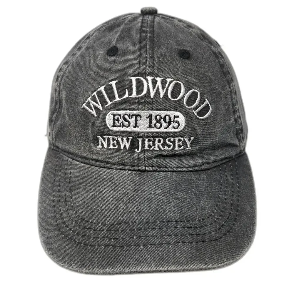 Lucky 7 Wildwood New Jersey Baseball Cap Gray One Size Strapback Embroidered Hat